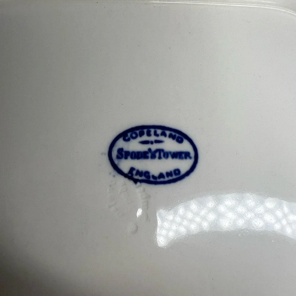 Spode Blue Tower Square Ceramic Platter with Handles England
